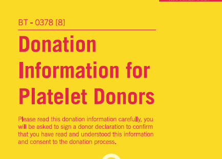 Clinic Platelet Donation Information Leaflet summary image